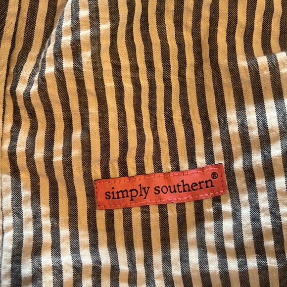 Simply Southern Smocked Striped Seersucker Tie Shoulder Midi Dress Size Small - Picture 9 of 10